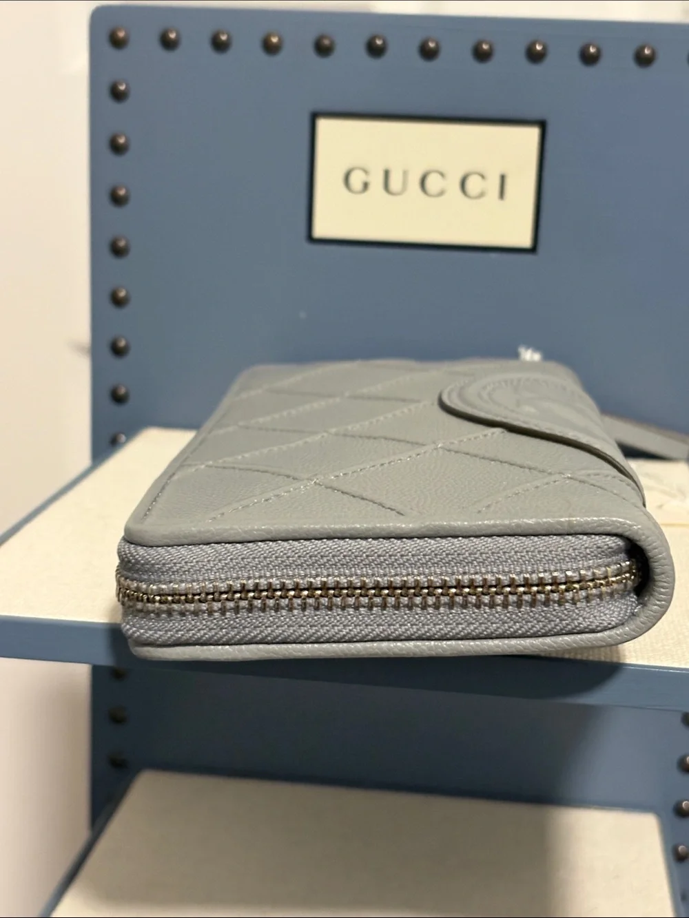 Tory Burch NWT Fleming Soft Grained Zip Continental Wallet In Slate